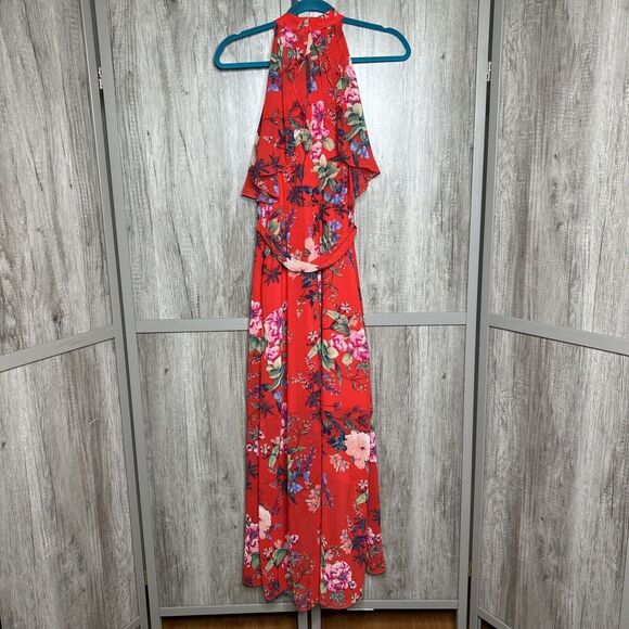 Eliza J Dress High Low Halter Top Red Color Floral Print Size 4 - Picture 8 of 8